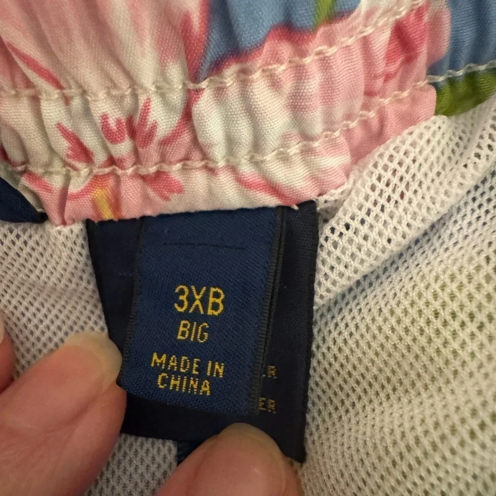 Men’s POLO RALPH LAUREN floral swim trunks. Size 3XL. Light Blue